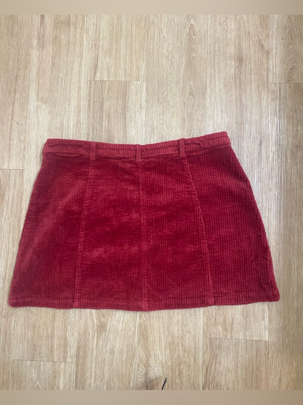 Disney Burgundy Corduroy Button-Front Mini Skirt with Cat Graphics - Picture 2 of 6